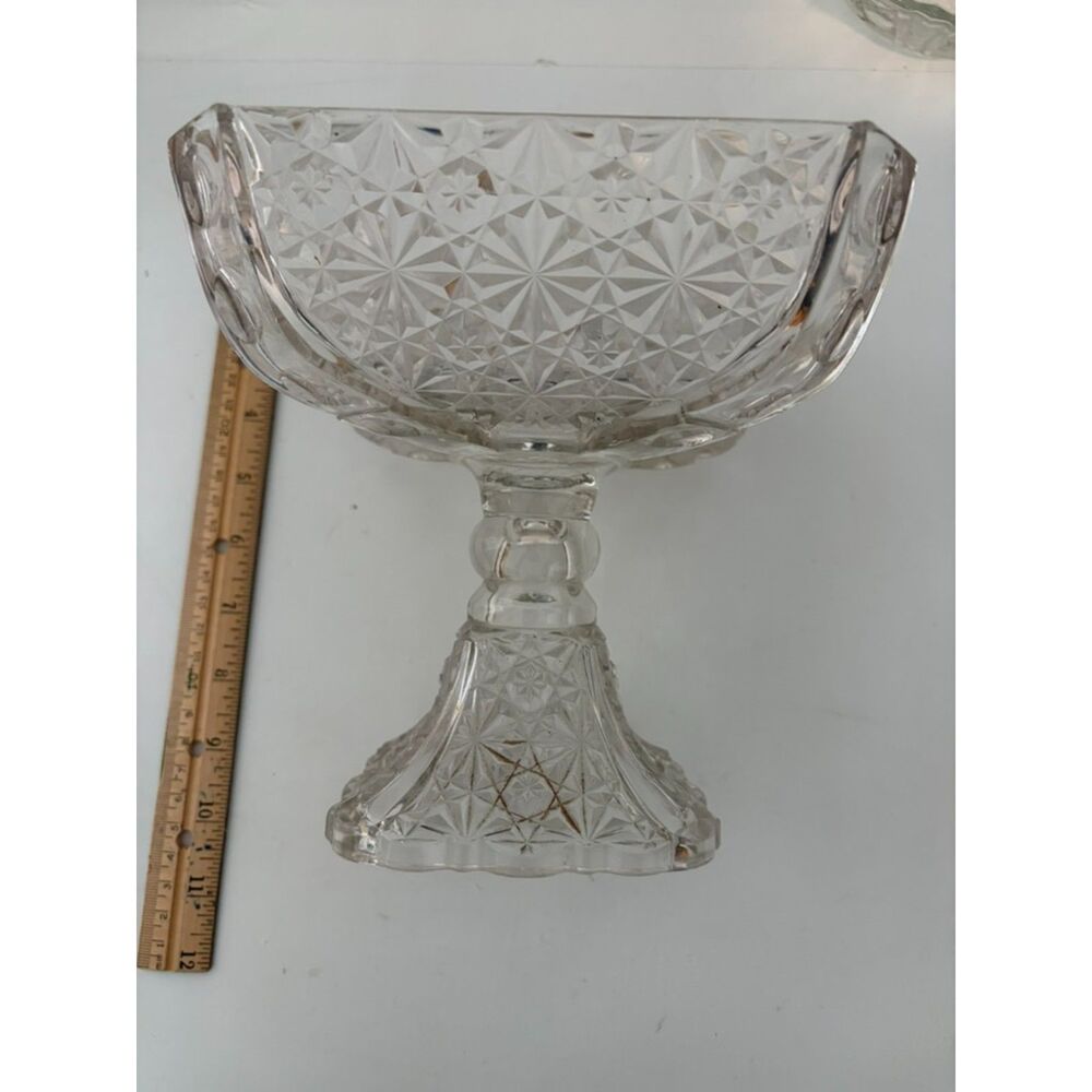 Antique EAPG adams & co. No 86 daisy and button square pedestal bowl